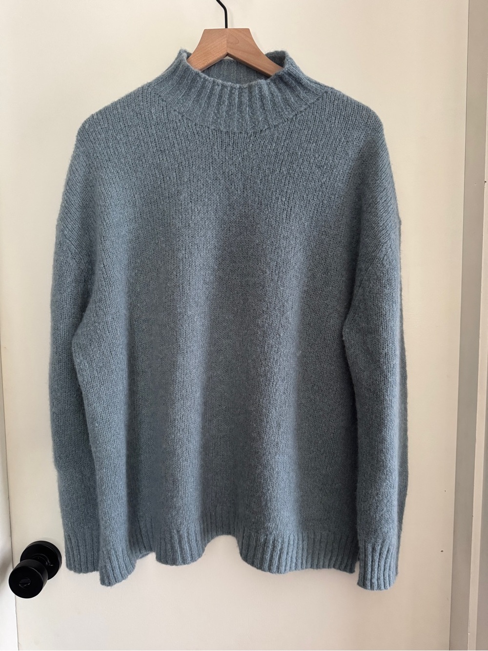 JENNI KAYNE dusty Blue Mock Neck wool/alpaca/polymideSweater - size XL